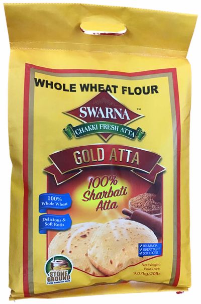Swarna Whole Wheat Gold 100% Sharbati Atta 20LB