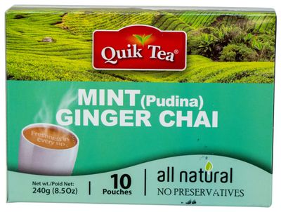 Quik Tea Mint (Pudina) Ginger Tea 10 Counts 240G