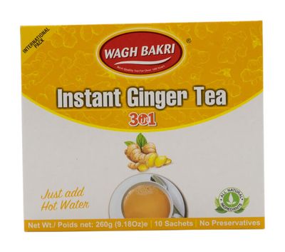 Wagh Bakri Instant Tea Premix 3 in 1 Ginger Tea 10 Bags 140G